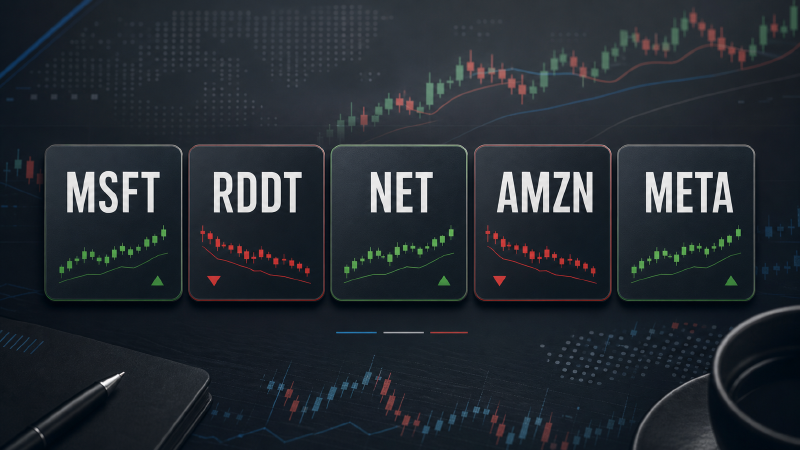 After-close watchlist recap for MSFT, RDDT, NET, AMZN, and META