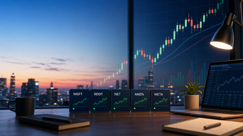 After-close watchlist recap for MSFT, RDDT, NET, AMZN, and META